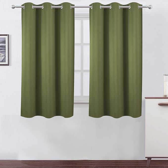LEMOMO Oilve Green Blackout Curtains 38 x 54 Inch Length/Set of 2 Curtain by Lemomo