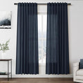 Vintage Blue Linen Curtains 72 Inch Length by Nanspring