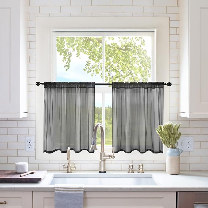 MIULEE 2 Panels Kitchen Tiers Half Window Sheer Halloween Curtains-Rod Pocket by MIULEE