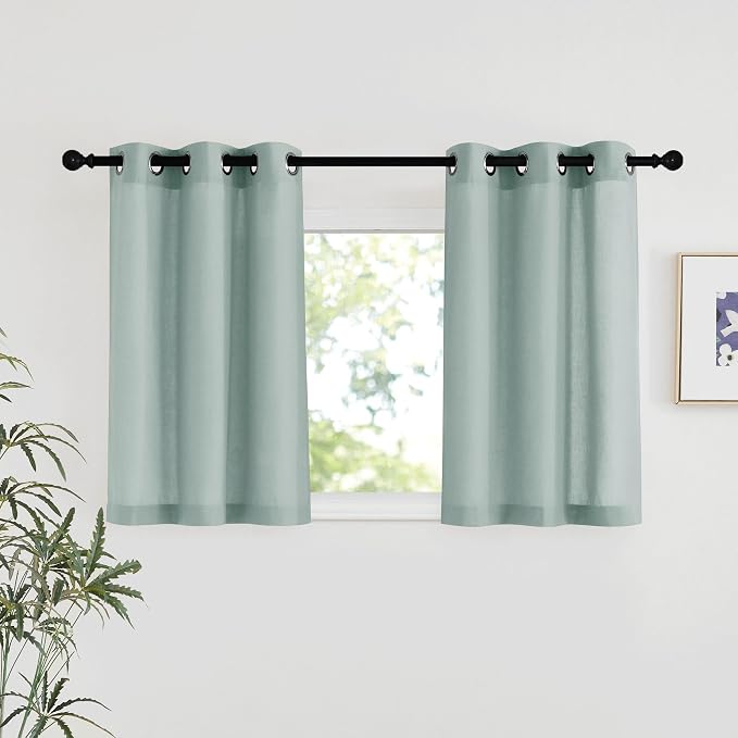 NICETOWN Sage Green Short Linen Curtains by NICETOWN