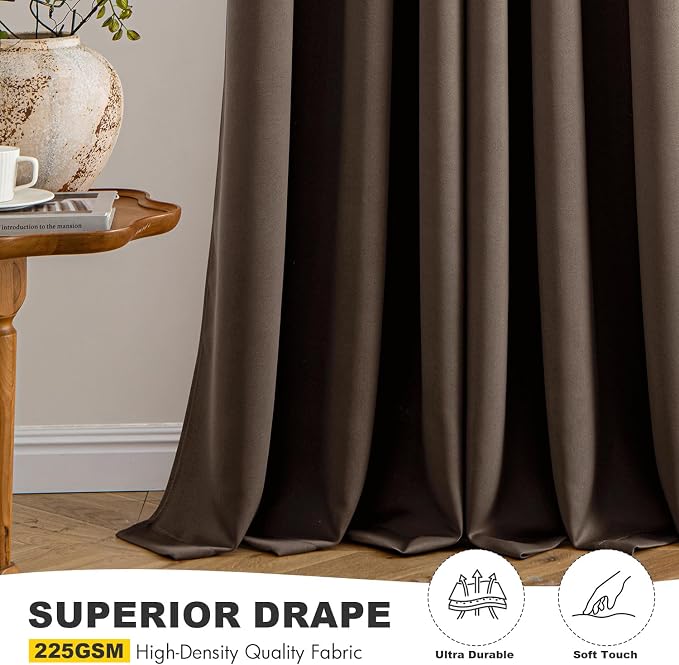 MIULEE Chocolate Brown Blackout Curtains - Image 5