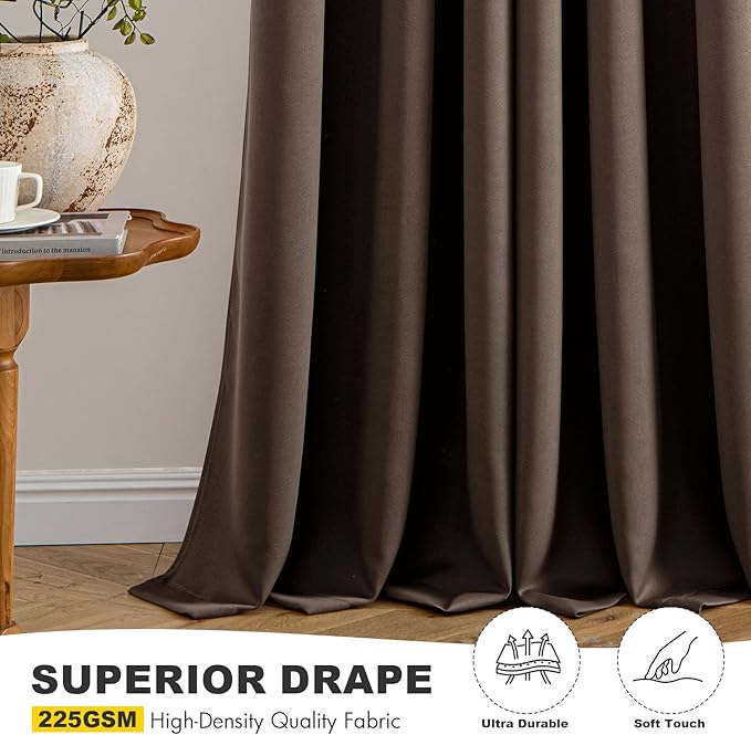 MIULEE Blackout Curtains for Bedroom 2 Panels 40"x63" Long Chocolate Brown | - Image 5
