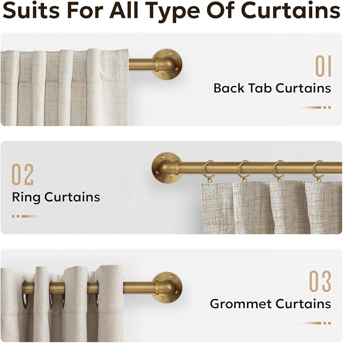 Zeerobee Curtain Rods for Windows 48 to 84, 1 Inch Industrial Wrap Around Warm - Image 8