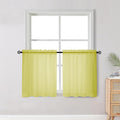 OWENIE Short Lemon Sheer Curtains 30 Inch Length 2 Panels Set, Kitchen Curtains by OWENIE