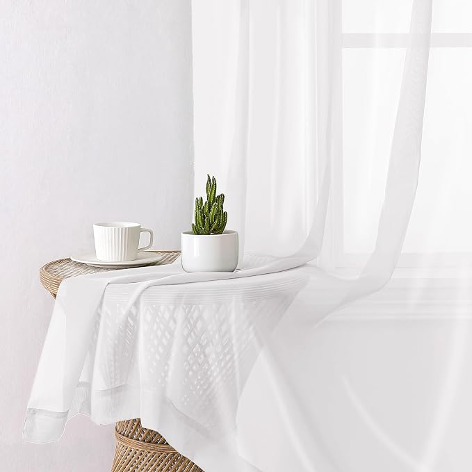 Lecloud White Sheer Curtains 78 Inches Long 2 Panels Set, Soft Voile Light - Image 4