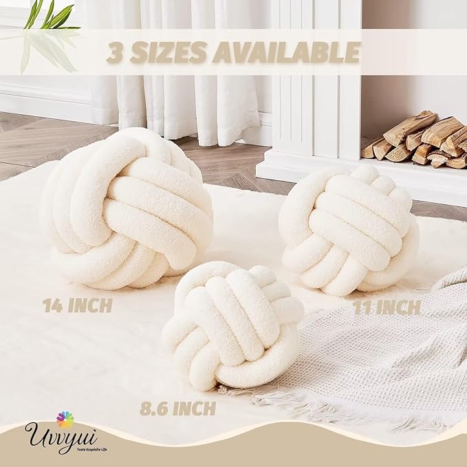 Uvvyui Knot Pillow Ball, Soft Home Decorative Round Throw Pillow, Handmade - Image 2