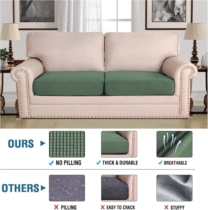 H.VERSAILTEX Super Stretch Individual Seat Cushion Covers Sofa Covers Couch - Image 2