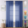 Lecloud Royal Blue Sheer Curtains 90 Inches Long 2 Panels, Living Room Curtains by Lecloud
