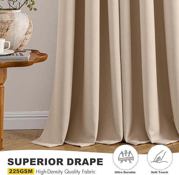 MIULEE Beige Blackout Curtains - Image 5