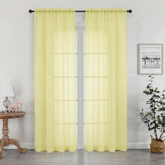 OWENIE Sheer Curtains 84 inches Long 2 Panels Set by OWENIE