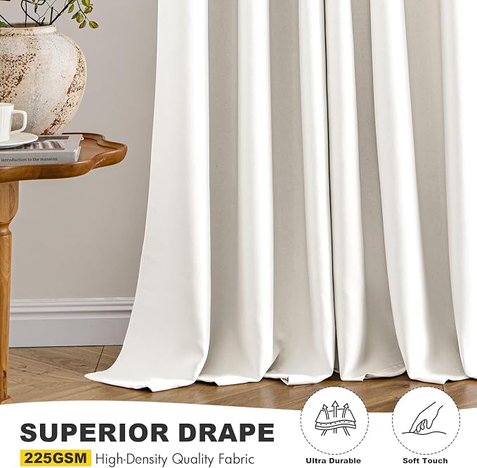 MIULEE Ivory Blackout Curtains for Bedroom Living Room 63 Inches Long 2 Panels - Image 5