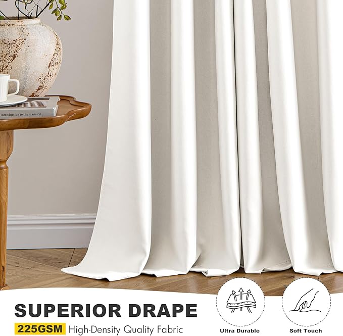 MIULEE Blackout Curtains for Bedroom 2 Panels 34 x 45 Inch Long Ivory | Thermal - Image 5