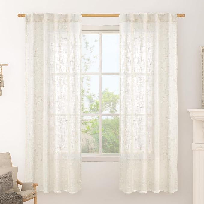 LAMIT Light Filtering Linen Curtains 72 inches Long by LAMIT