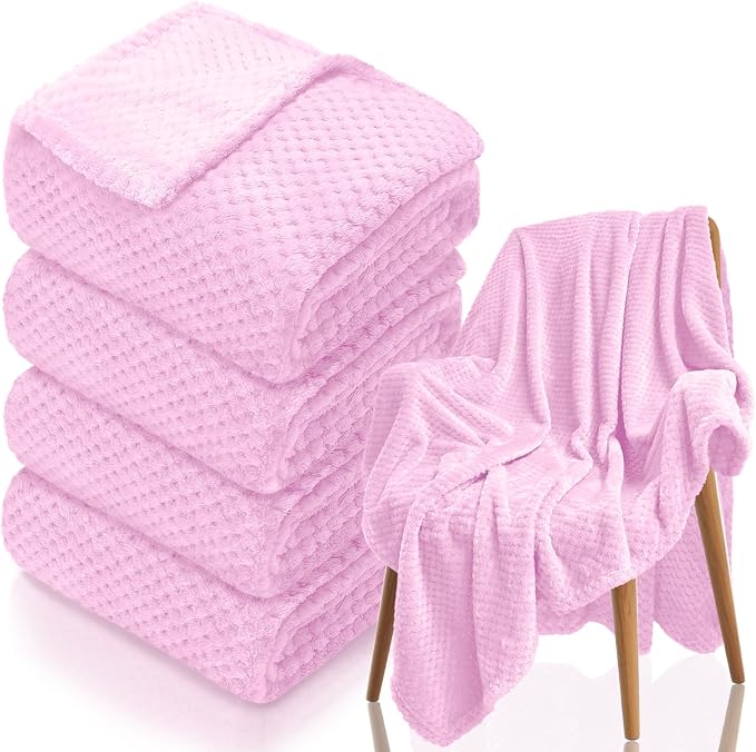 4 Pack Fleece Throw Blankets 50x60 Inches by Tewloss
