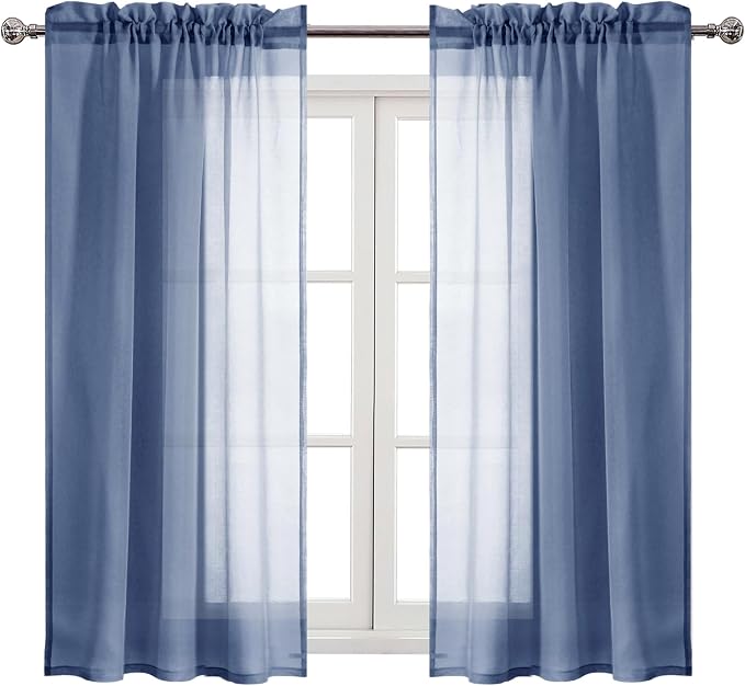 DWCN Sheer Curtains Semi Transparent Voile Rod Pocket Curtains - Image 9
