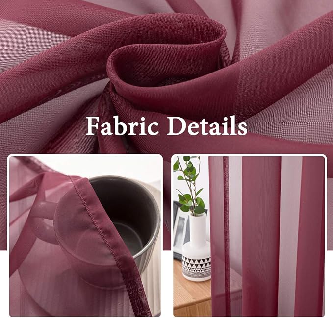 MIULEE 2 Panels Solid Color Sheer Christmas Window Curtains Elegant Window - Image 3