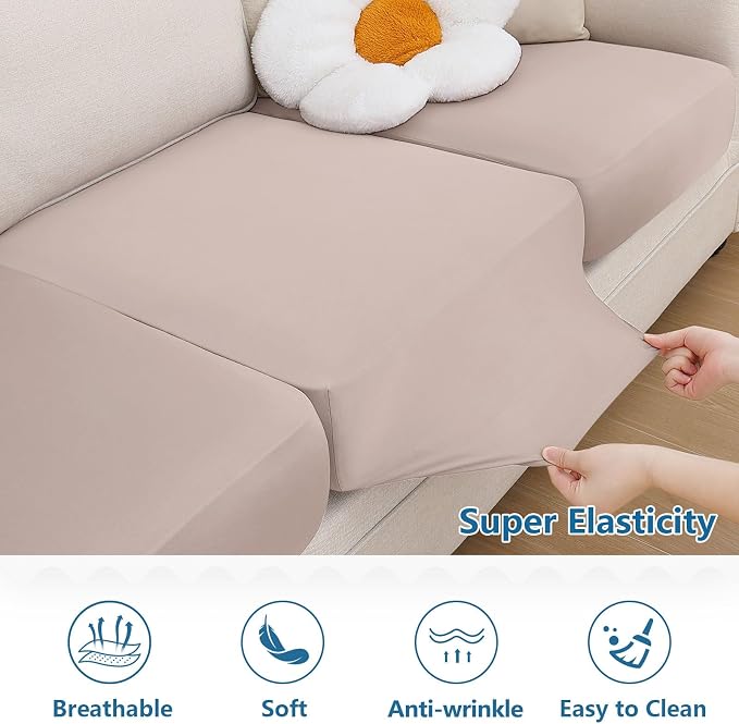 hyha Milk Silk Couch Cushion Covers, Soft Magic Sofa Covers Washable - Image 5