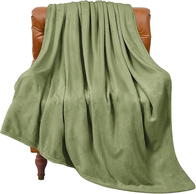 BEDELITE Fleece Blanket Sage Green Throw Blanket by BEDELITE