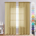 OVZME Gold Sheer Curtains 84 Inches Long 2 Panels by OVZME