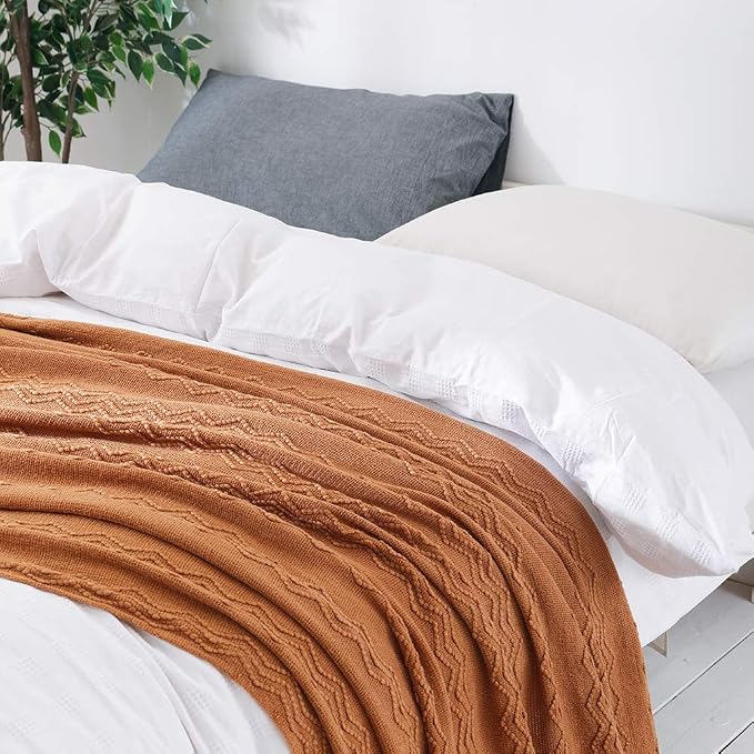 BOURINA Almond Throw Blanket 60x80 Inches Throw Textured Solid Soft Sofa Throw - Image 4