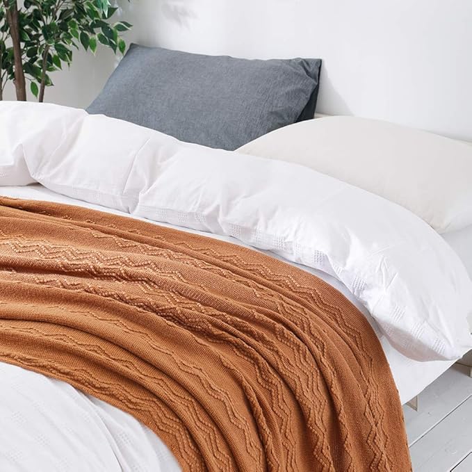 BOURINA Almond Throw Blanket 50 x90 Inches Throw Textured Solid Soft Sofa Throw - Image 4