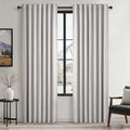 Topfinel 86 Inches Long Custom Blackout Linen Curtains Grey Beige Pinch Pleated by Topfinel