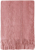 BOURINA Coral Pink Throw Blanket 50x60 Inches Throw Textured Solid Soft Sofa by BOURINA