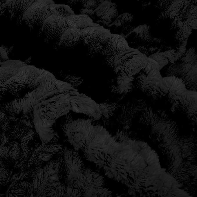 Puncuntex Black Throw Blanket 108"×90" inches Fuzzy 3D Jacquard Decorative - Image 7