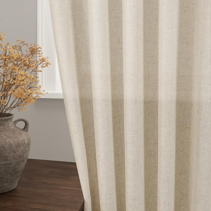 Beige Linen Curtain 96 inches Long - Image 2