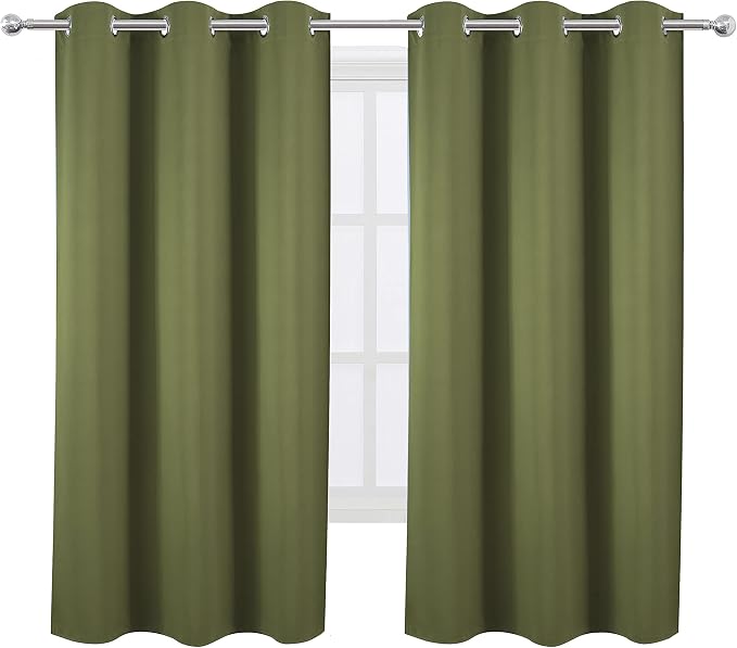LEMOMO Olive Green Blackout Curtains 42 x 63 Inch Length/Set of 2 Curtain - Image 2