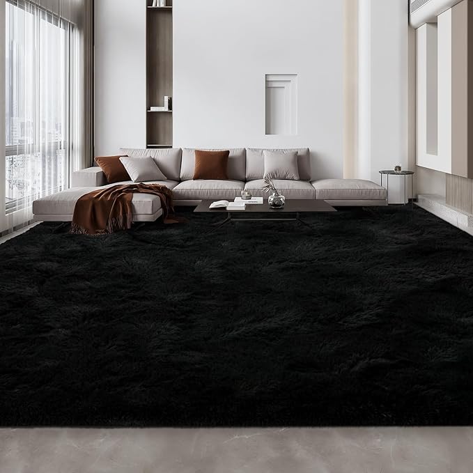 Large Shag Area Rugs 10 x 14, Tie-Dyed Plush Fuzzy Rug by Deerhoo