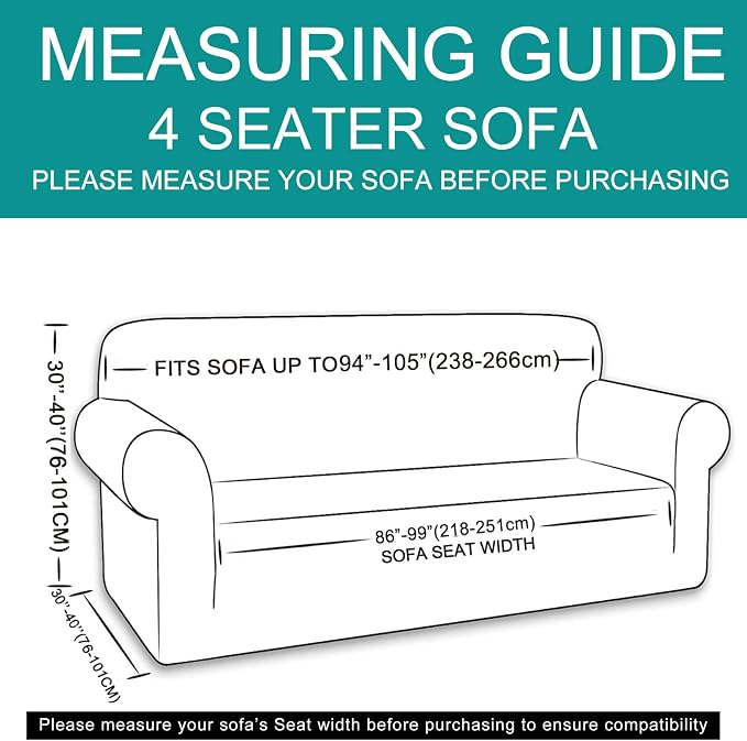 U-NICE HOME 4 Seater Stretch Couch Cover Sofa Cover Washable Sofa Slipcover - Image 6