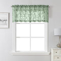 Lecloud Leia Sage Green Sheer Kitchen Curtains 18 Inch Length 2 Pcs, Jacquard by Lecloud