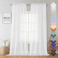 Lecloud White Sheer Curtains 90 Inches Long 2 Panels, Farmhouse Voile Window by Lecloud
