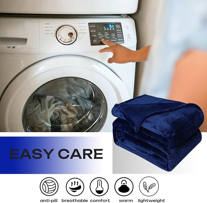 JIAHANNHA Navy Blue Throw Blanket Twin Size 60 by 80 Inches Flannel Fleece - Image 5
