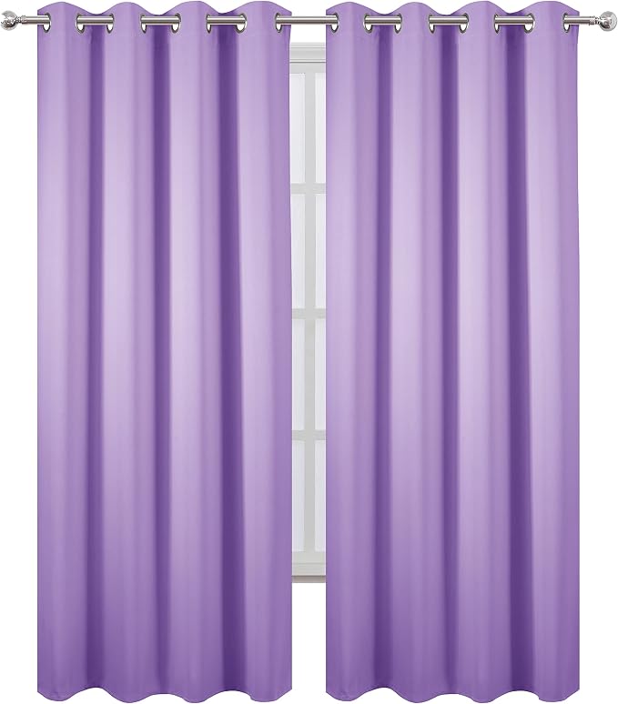 LEMOMO Blackout Curtains 52 x 95 inch/Lavender Curtains Set of 2 Panels/Thermal - Image 2