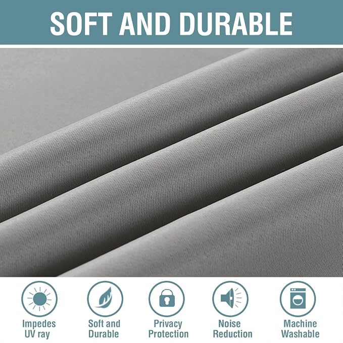 H.VERSAILTEX Grey Blackout Curtains - Image 4