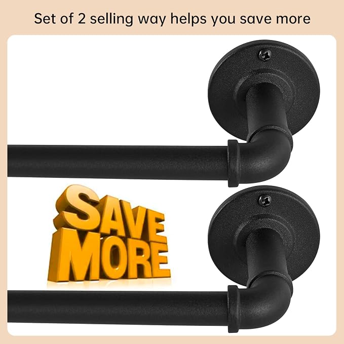 2 Pack Industrial Curtain Rods for Windows 66 to 120 Inches, for Indoor and - Image 2