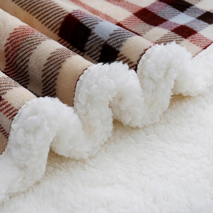 PU MEI Sherpa Fleece Throw Blanket 60" x 80" Reversible Plush Fluffy Large Big - Image 6