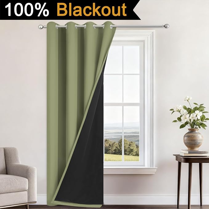 Yakamok 100% Blackout Curtains 84 Inches Long, 2 Thick Layers Heat and Full - Image 2