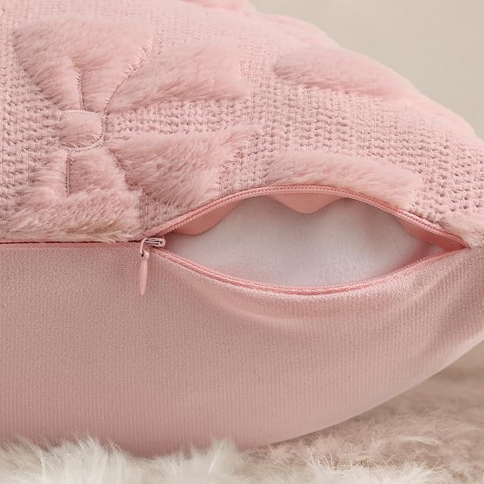 decorUhome Pink Bow Pillow Covers Set of 2 Coquette Aesthetic Cute Preppy Plush - Image 8
