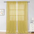 OWENIE Gold Sheer Curtains 96 Inch Length 2 Panels Set, Elegant Sheer Curtains by OWENIE