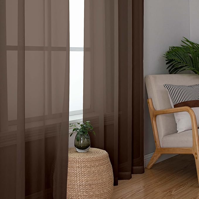 Sheer Curtains 72 Inches Long 2 Panels Set, Light Filtering Sheer Curtain Rod - Image 5