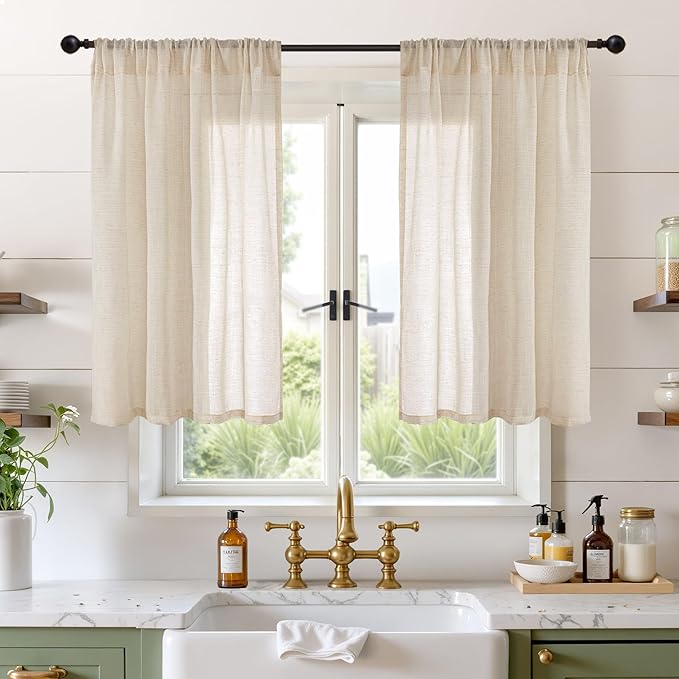 BGment 40 Inch Length Burlap Linen Curtains by BGment