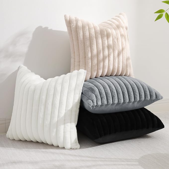decorUhome Cozy Faux Fur Throw Pillow Covers 26x26 Set of 2 Decorative Soft - Image 5