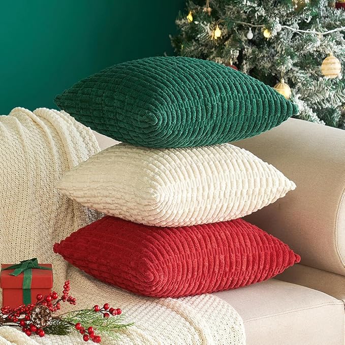 MIULEE Pack of 2 Red Corduroy Decorative Pillow Covers 12x12 Inch Soft Boho - Image 9
