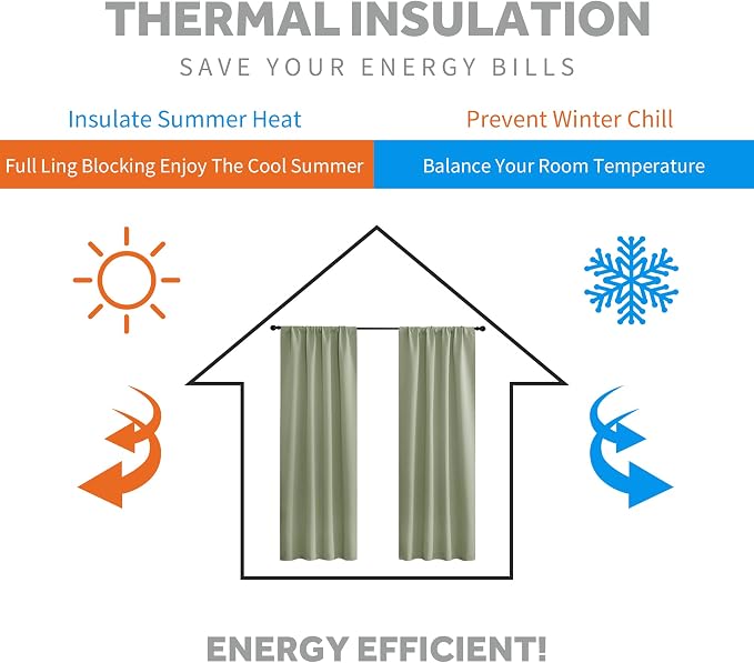 RYB HOME Blackout Curtains for Bedroom Living Room 72 inches Long, Thermal - Image 4