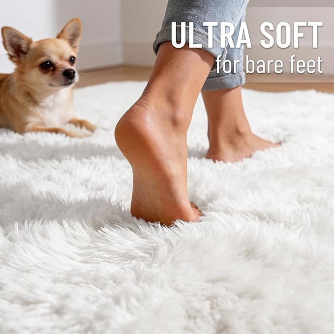 OLANLY 3x5 Machine Washable Small Bedside Rug, Soft Fluffy Shaggy Rugs - Image 4