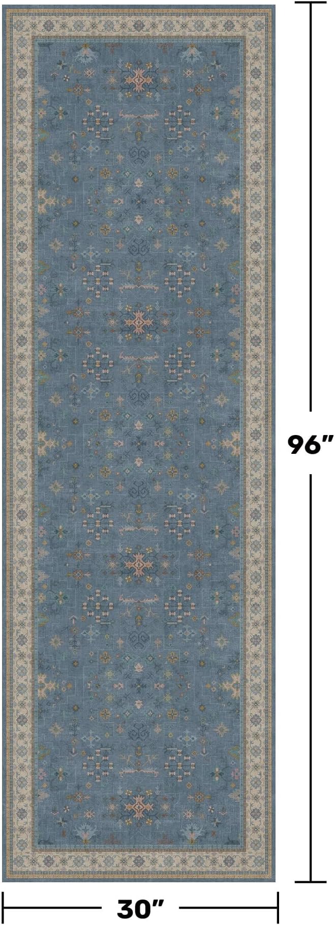 Blue Boho 2'6''x8' Wide Hallway Runner Rug - Image 2