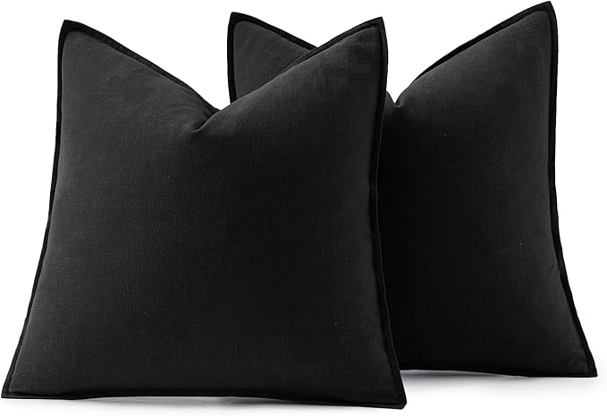 MIULEE Decorative Linen Pillow Covers 20x20 Inch Black ​Boho Farmhouse​ - Image 6